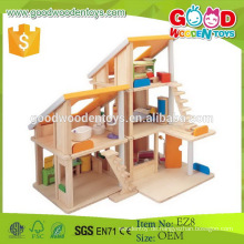 Natürliches hölzernes Puppenhaus mit zwei Maßeinheiten Größe 78 * 36 * 60cm pädagogische Kinder eingestellt